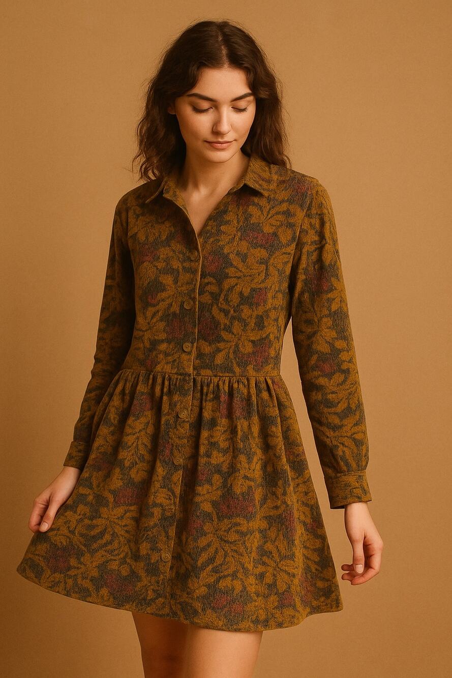 Vintage Eddie Bauer Womens S Corduroy Mini Dress  Grape Floral Green Fairy Boho